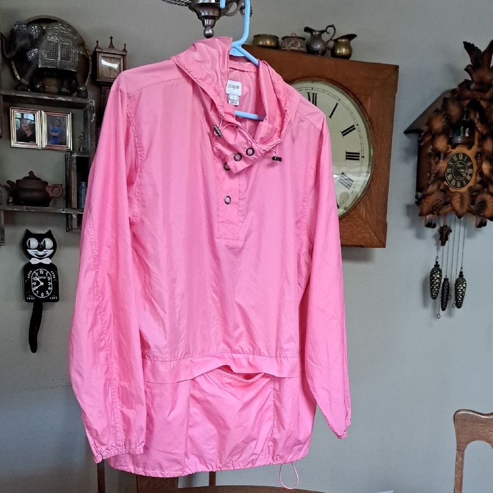 J. CREW lightweight PINK Pullover Jacket SIZE LARGE made In Vietnam. WOMEN'S.